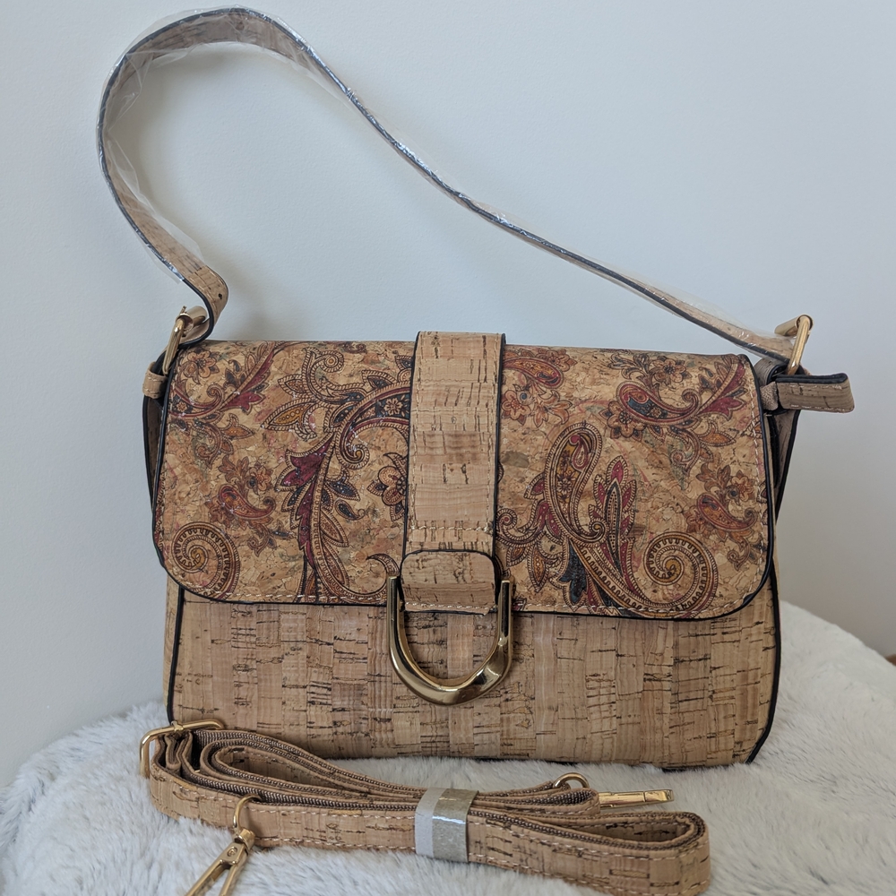 Chic Paisley Tan and Brown Shoulder Bag
